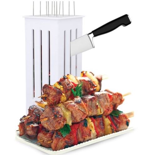 16 Löcher Easy Barbecue Kebab Meat Maker Box Fleischgrill mit 16Bambusspießen v 